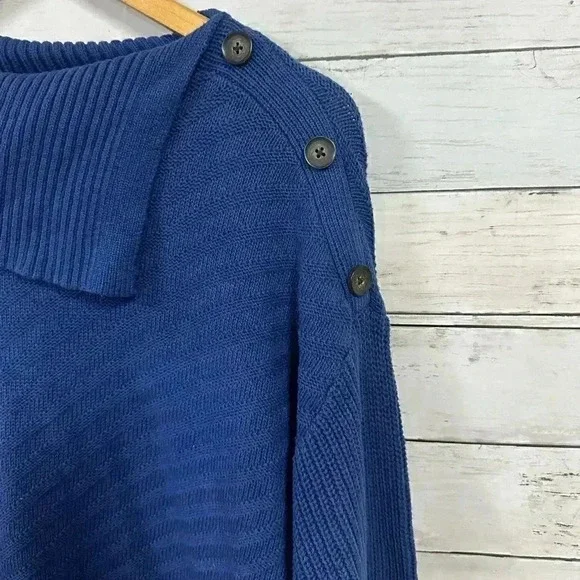 Style & Co Ribbed Button Blue Detail Tunic Sweater Size 1x - Picture 6 of 9